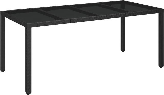 Furnicato Gartentisch aus Poly Rattan mit Hartglasplatte in Schwarz, B/T/H: 190 x 90 x 75 cm - Bild 1