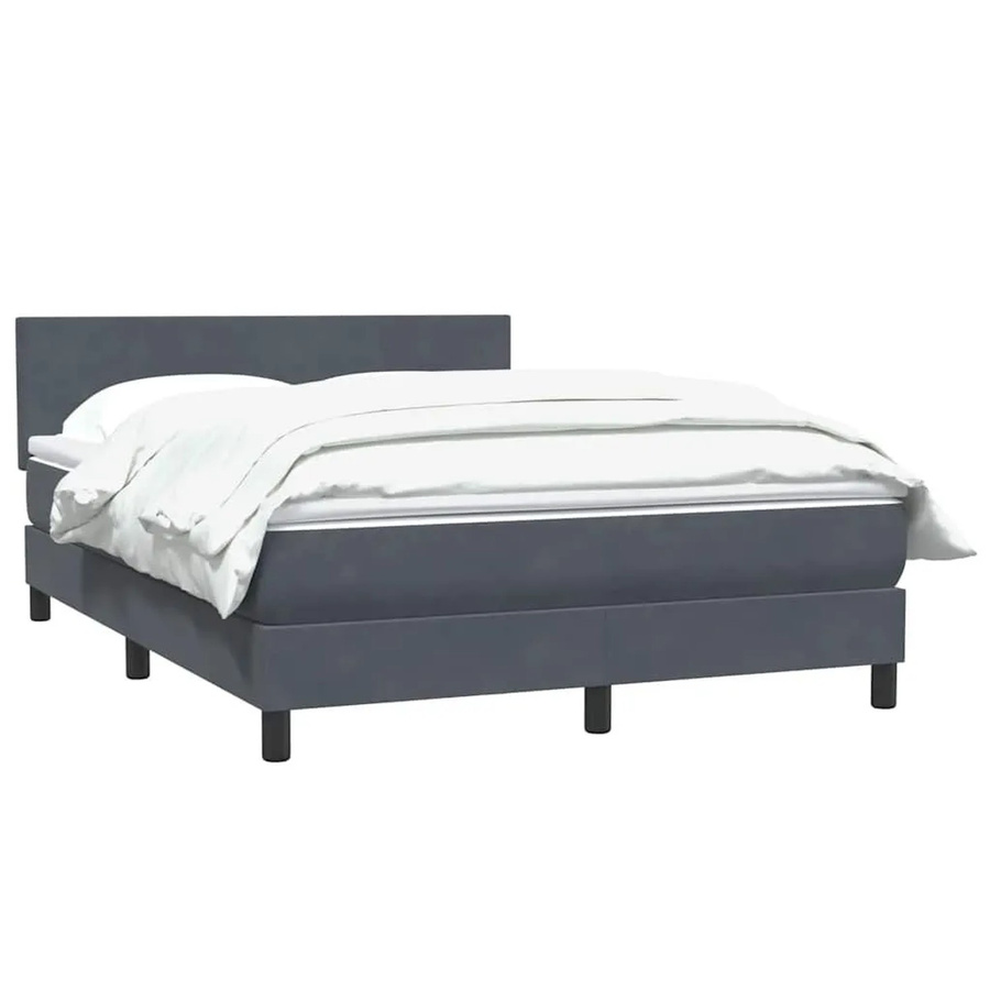 vidaXL Boxspringbett mit Matratze aus Samt in Dunkelgrau, B/T/H: 160 x 210 x 78 cm - Bild 2
