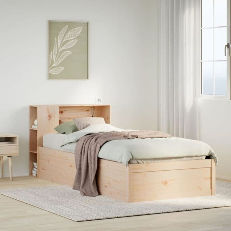 Massivholzbett Vidaxl aus Kiefernholz in Braun, Landhaus und Skandinavisch Stil, Breite: 75 cm, Länge: 190 cm - Bild 1