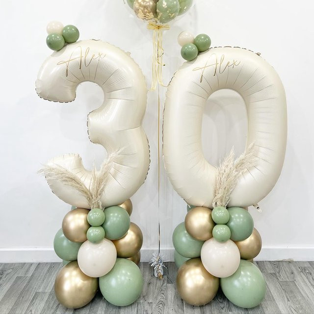 23-teiliges Avocado Grün Ballon-Set für Geburtstag und Party mit Zahlenballons, Höhe: 81,28 cm - Bild 1