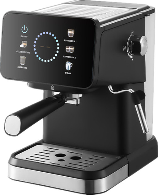 Pink Bunny Espressomaschine in Schwarz mit Touchscreen, 20 Bar Druck, Doppelte Brühfunktion und Milchaufschäumer - Bild 1