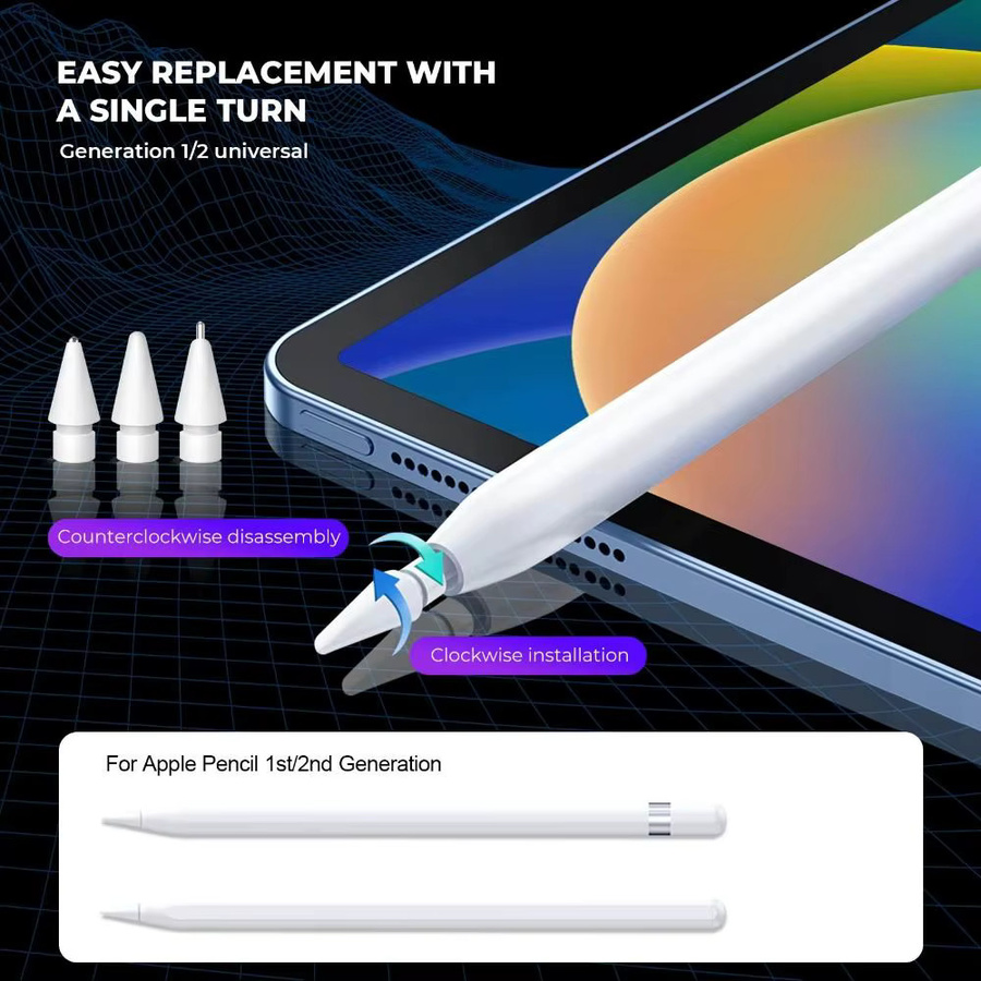 Austauschbare Bleistiftspitzen für Apple Pencil mit Organizer-Box, stoßfest und kratzfest aus Kunststoff - Bild 2