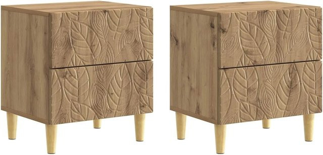 vidaXL Nachttisch Set 2 Stück Artisan-Eiche Braun aus Holzwerkstoff B/T/H: 43 x 34,5 x 48 cm - Bild 1