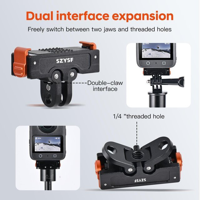 DJI Magnetische Schnellwechseladapter-Montagehalterung aus Metall für Osmo Action 5 Pro/4/3 mit 1/4 Zoll Schraubenloch und Klappsockel in Schwarz - Bild 1
