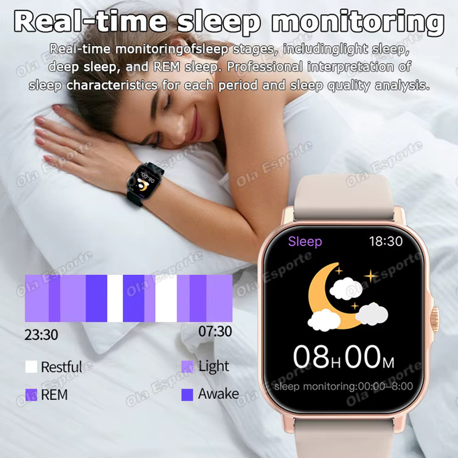 Ola Esporte Smartwatch für Herren und Damen in Weiß mit Always-On-Display, Herzfrequenz- und Gesundheitsüberwachung sowie Bluetooth-Anruffunktion - Bild 2