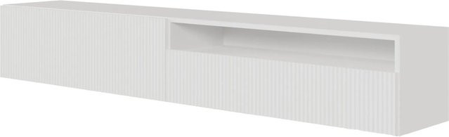 Selsey TV-Hängeboard Veldio in Weiß mit Lamellenfront und offenem Fach, Breite: 175 cm - Bild 1