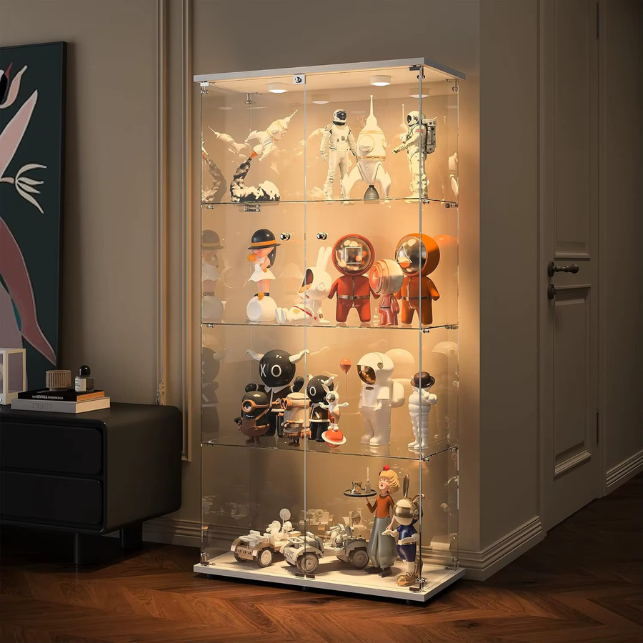Simurq Glas-Vitrine in Schwarz mit 2 Glastüren und 4 Regalen, Höhe: 164 cm - Bild 3