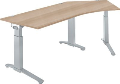 Schäfer Shop Genius Schreibtisch ERGOSTYLE S Eckschreibtisch mit C-Fuß Gestell, manuell höhenverstellbar, Eiche/weißaluminium, B: 216,5 cm, T: 80 cm, H: 67,5-89,5 cm - Bild 1