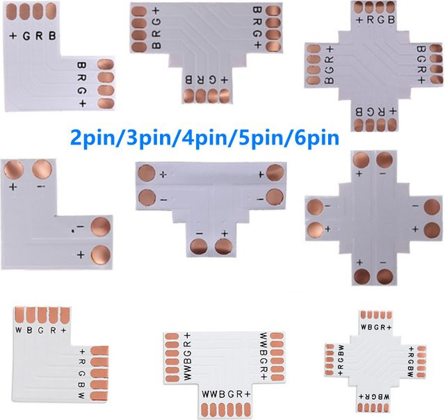 LED Streifen Stecker Set in L-Form für 2Pin bis 6Pin RGBW RGBCCT LED Streifen 8mm 10mm 12mm - Bild 1