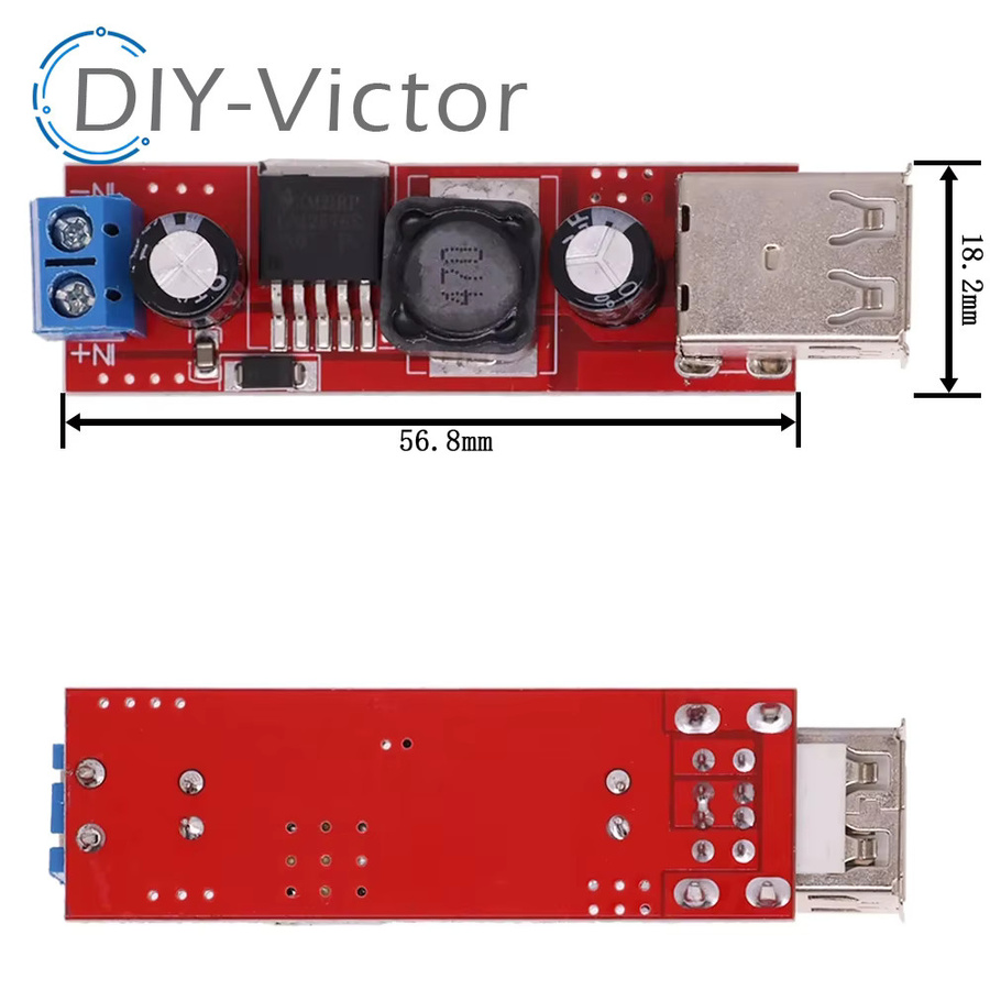 LM2596 Dual-USB DC-DC Abwärtswandler Modul für Fahrzeugladegeräte, 6V-40V auf 5V 3A, Rot - Bild 4