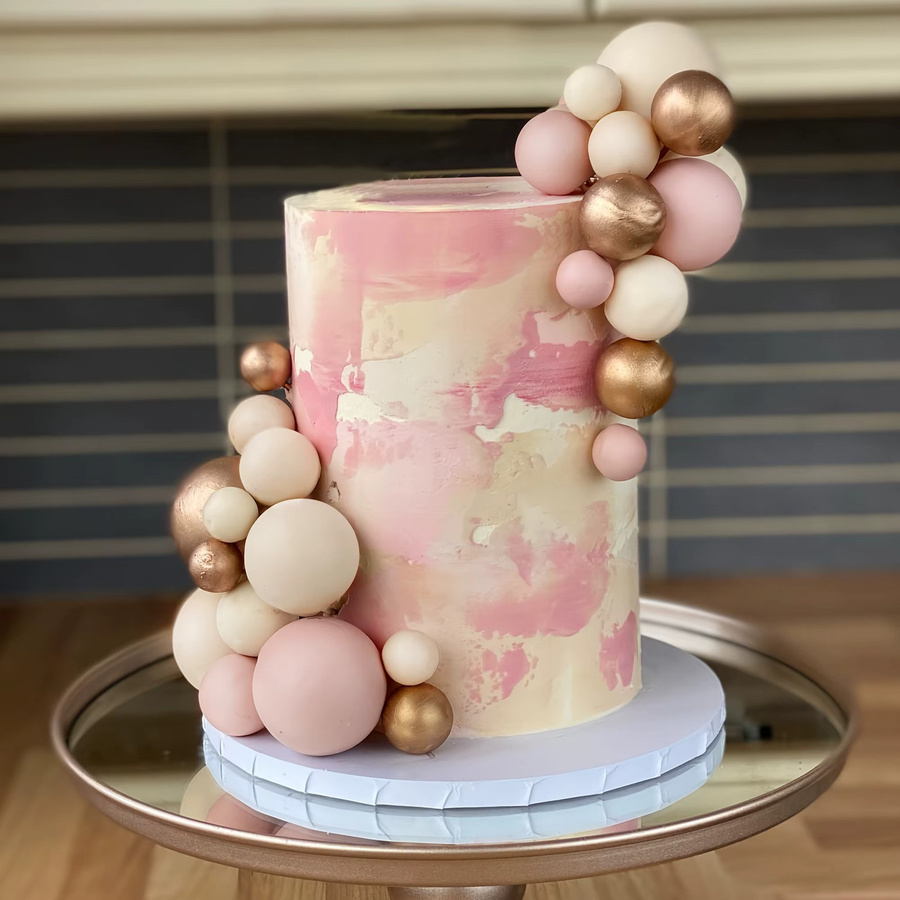 17 Stück dreifarbige Kuchendekorationskugeln in Beige, Braun und Gold aus Papier - Bild 2