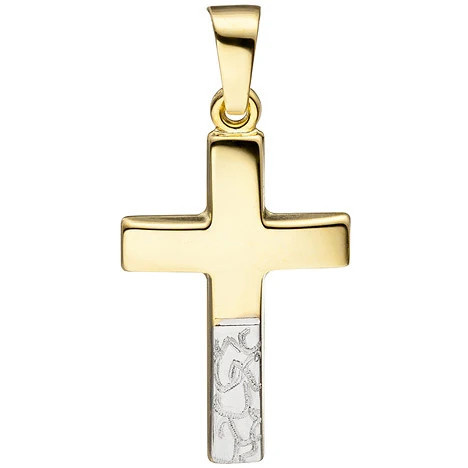 Colfem Anhänger Kreuz, 333 Gelbgold, bicolor, diamantiert - Bild 1