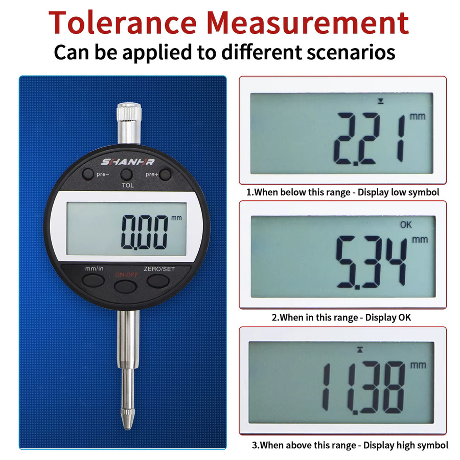 SHANHR Elektronische Digitale Messuhr mit Sonde, Messbereich 12,7/25,4 mm, Genauigkeit 0,01 mm, Zoll und Metrisch - Bild 2