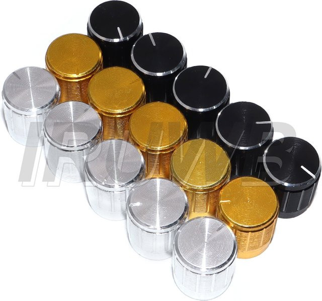 15 Stück IRUWB Potentiometer-Knopfkappen-Set in Multicolour, verstellbare Metall-Knopfkappen für die Lautstärkeregelung von Soundsystemen, 15 x 17 mm - Bild 1