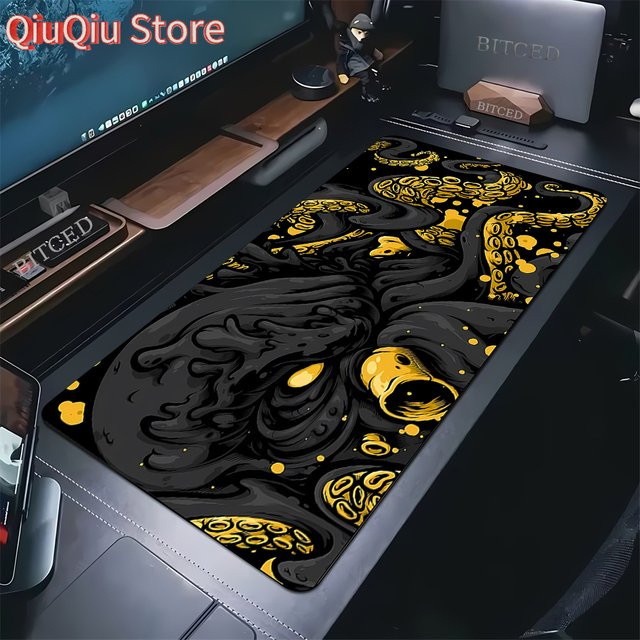 Potdemiel XXL Mauspad mit HD Oktopus und Oni Monster Design, Multicolor, B/T: 90 x 40 cm - Bild 1