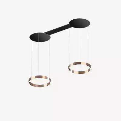 Occhio Mito Sospeso Due 40 Fix Narrow LED Pendelleuchte, Kopf Roségold und Baldachin Schwarz Matt