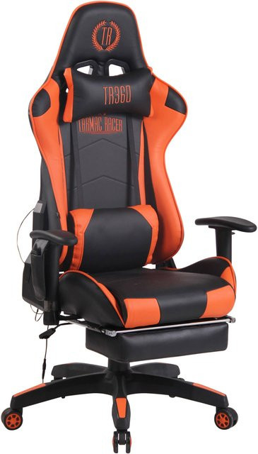 TPFLiving Gaming Bürostuhl Turbine XFM in Schwarz/Orange aus Kunstleder mit Kopfstütze und Armlehnen - Bild 1
