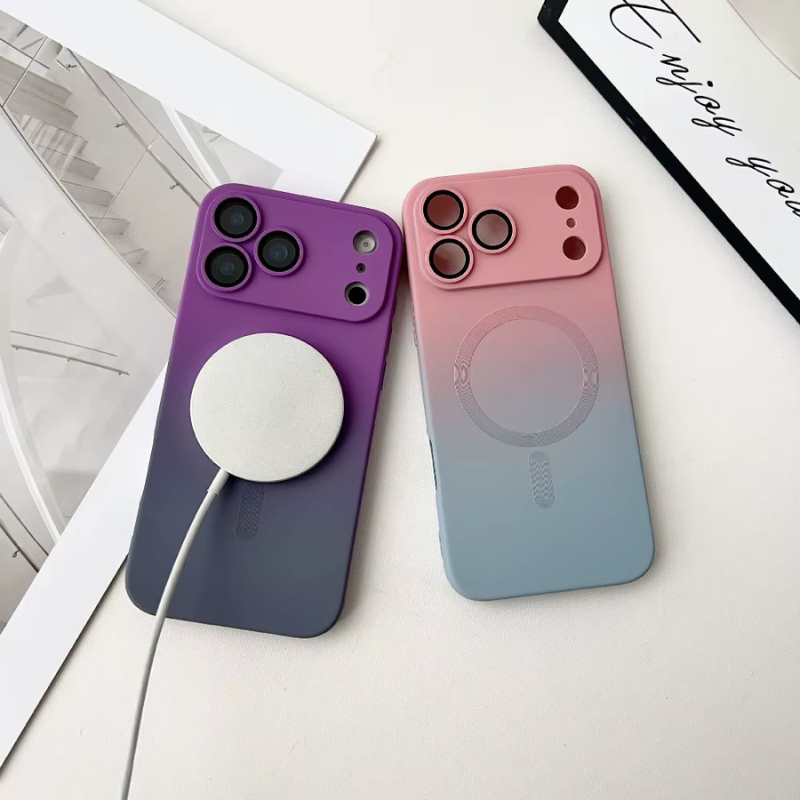 LICOERS Gradient MagSafe Magnetische Silikon Hülle für iPhone 17 Pro Max, 17 Pro und 17 Pro Air in Lila Grau und Multicolour - Bild 2