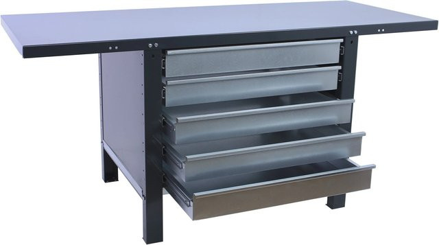 PROREGAL Werkbank BUFFALO aus Metall mit 5 Schubladen in Anthrazit, H x B x T: 83 x 150 x 73 cm, Traglast 700 kg - Bild 1