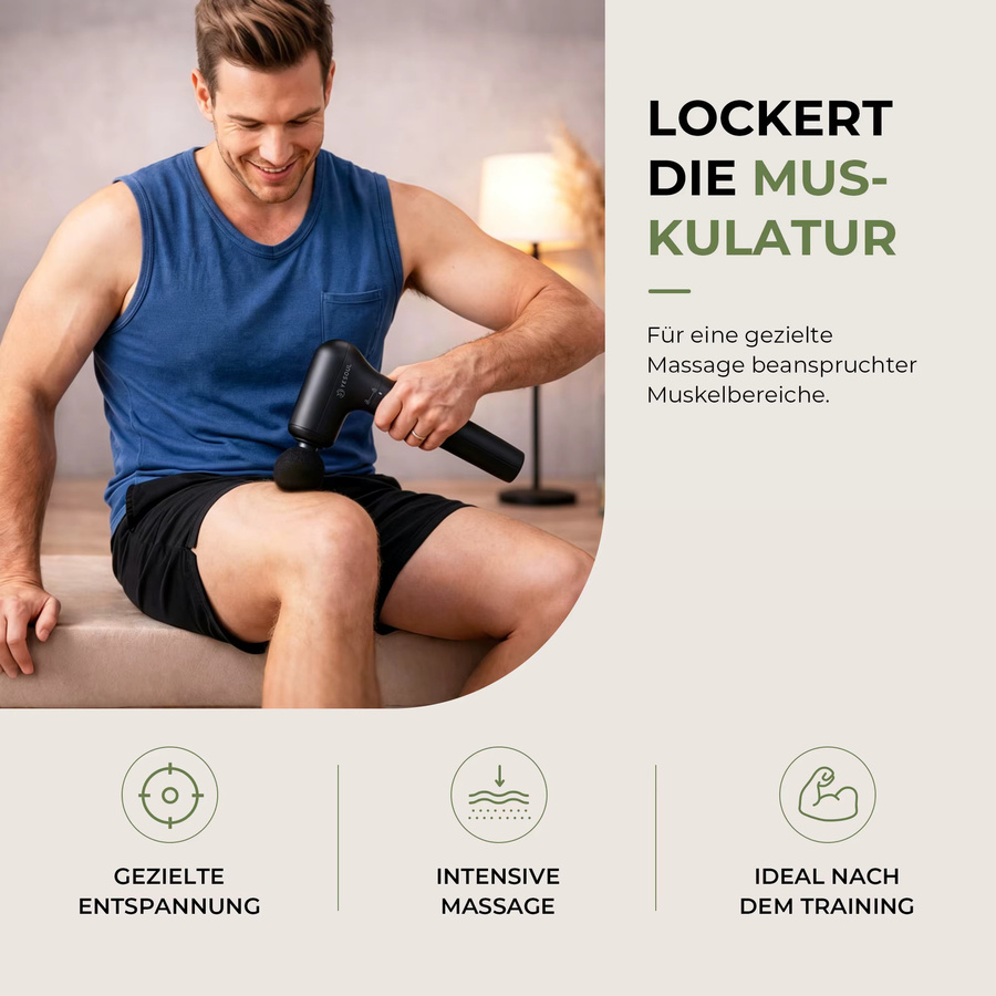 YESOUL MG19 Tiefenmassagegerät in Schwarz mit intelligenter Drucksensor-Anzeige, 5 Geschwindigkeitsstufen, 4 Massageköpfen und USB-C Aufladung zur Muskelentspannung für Rücken, Schultern und Beine - Bild 2