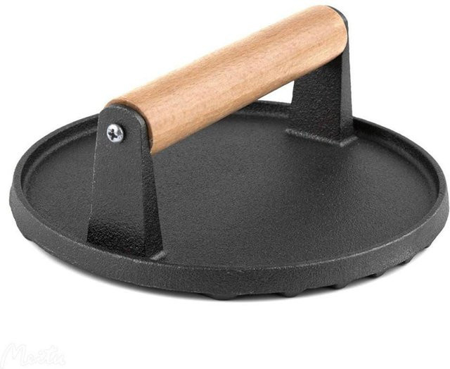 CosyHome Fleischpresse aus Metall mit Holzgriff für runde Patties in Beige - Bild 1