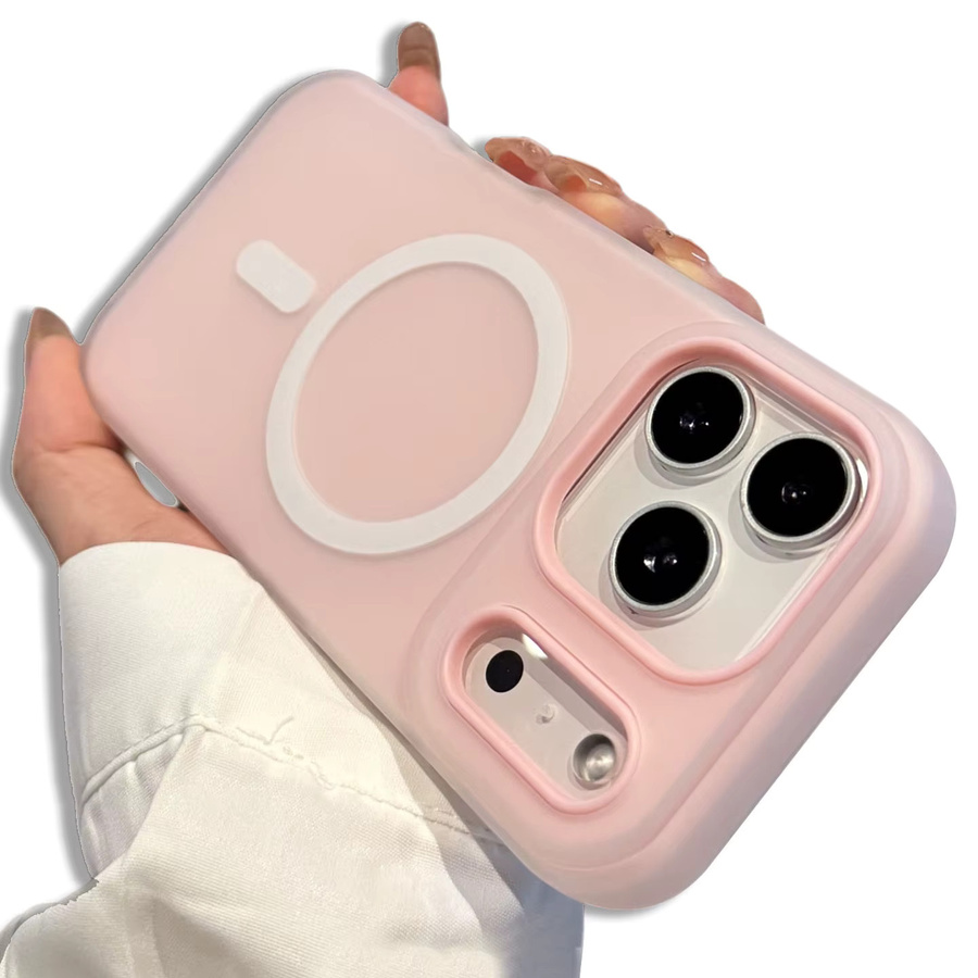 Luxuriöse 2-in-1 Candy Magnetische Hülle für Apple iPhone kompatibel mit iPhone 17 Air 16 15 14 13 12 11 Pro Max Plus, MagSafe Kabelloses Laden, Matte Stoßfeste Abdeckung in Weiß und Pink - Bild 2