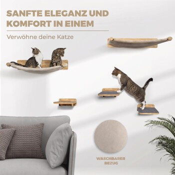 WOOWOOD Kletterwand Kati Kat für Katzen, 5-teiliges Set aus Massivholz in Braun - Bild 2