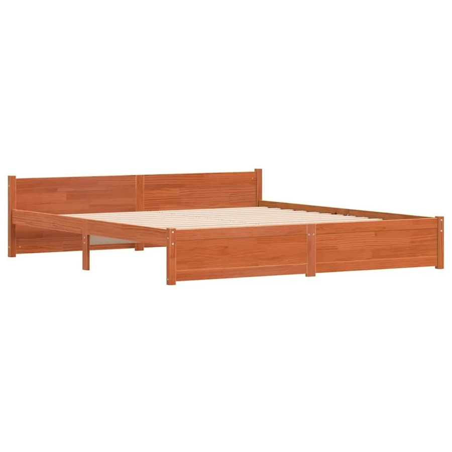 vidaXL Bettrahmen aus massivem Kiefernholz in Wachsbraun, B/T/H: 205,5 x 95,5 x 51 cm - Bild 2