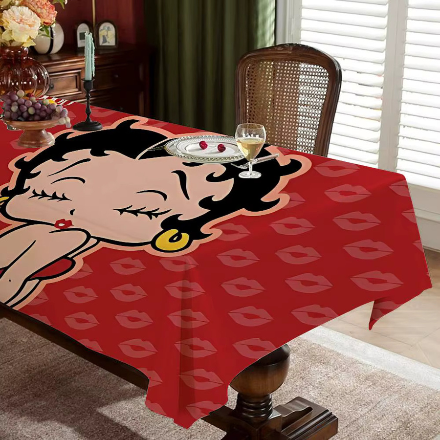 B-Bettys B-Boops Tischdecke aus Wachstuch in Rot, rechteckige und wasserabweisende Tischdecke mit grafischem Design - Bild 4