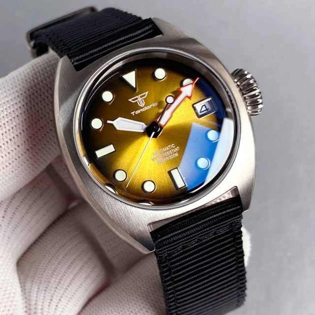 Tandorio Taucher-Pilotenuhr, Automatik, Edelstahl, Blau, Saphirglas, 36 mm, Herren - Bild 1