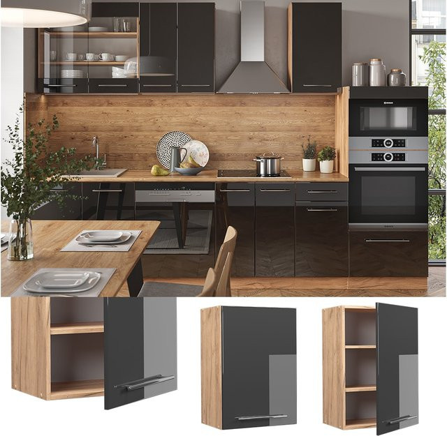 Vicco Hängeschrank Fame-Line Küchenschrank in Anthrazit und Eiche Hochglanz, Breite: 50 cm - Bild 1