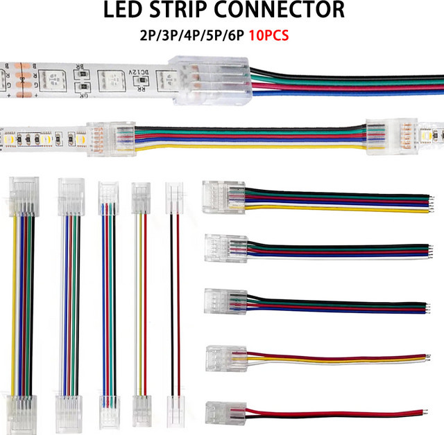 YSRSAI 10er Set LED Streifen Schnellanschlüsse für 2/3/4/5/6 Pin SMD LED Leisten, transparente Kunststoff-Verbindungsteile für 8mm, 10mm und 12mm Breite - Bild 1