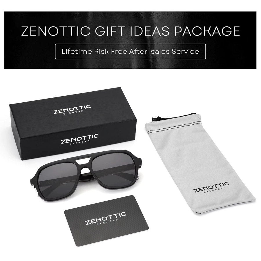 ZENOTTIC Sonnenbrille Aviator, Vollrand, Acetat, Schwarz, Unisex - Bild 4