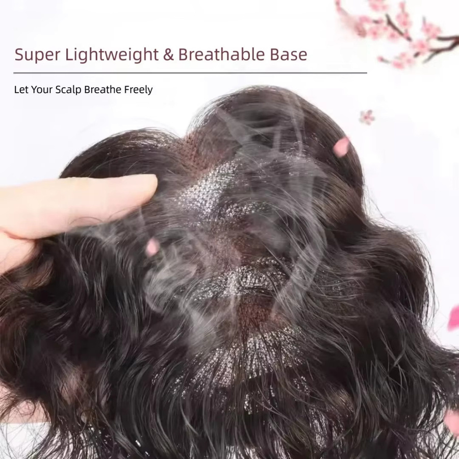 Anemone Echthaar-Toupet für Damen, lockiges Clip-in-Haarteil mit Luftpony - Bild 3
