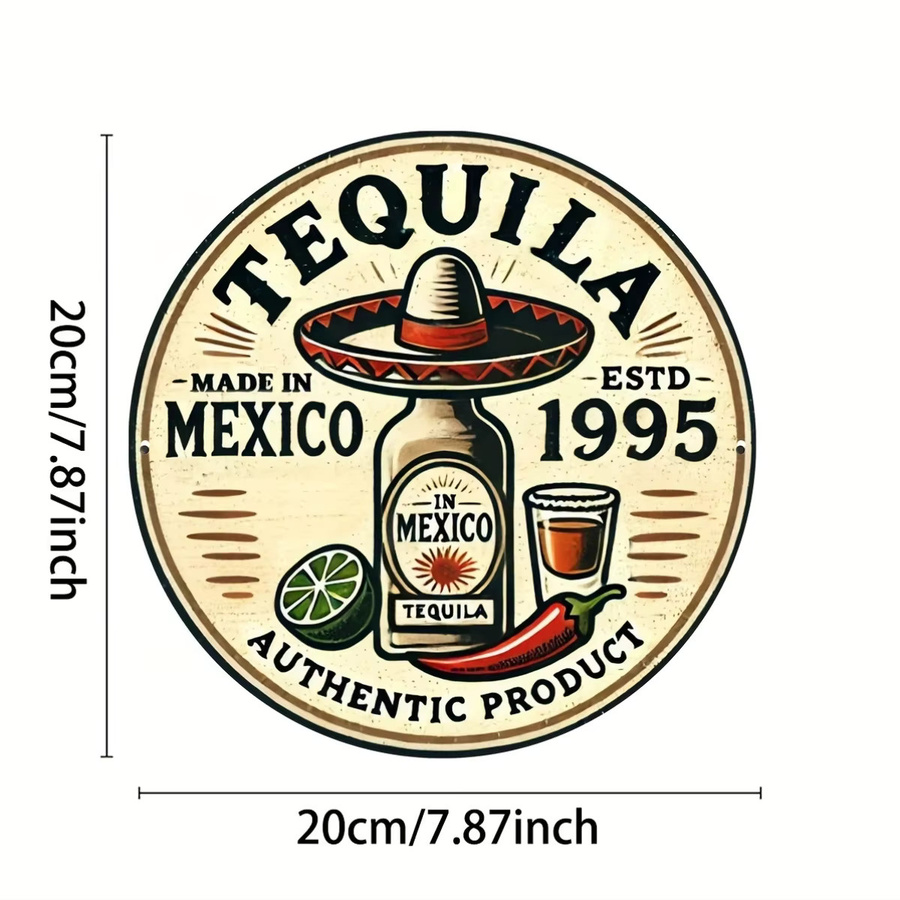 Potdemiel Tequila Wandkunstschild aus Metall im Vintage-Stil, Mehrfarbig, B/H: 20,3 x 20,3 cm - Bild 2
