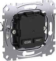 Merten USB-Ladeeinsatz Typ C mit Power Delivery 65 Watt MEG4366-0130 Schwarz - Bild 1