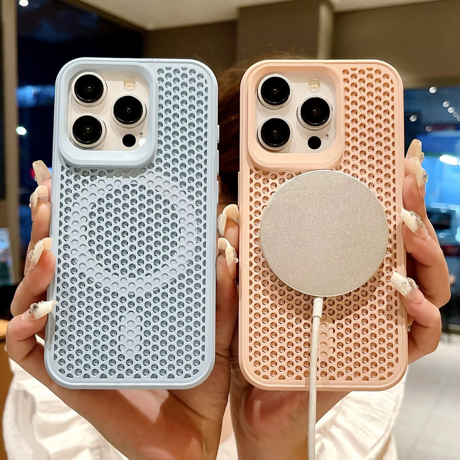 DIXSG MagSafe Schutzhülle für iPhone 12 bis 16 Pro Max Plus, atmungsaktive und stoßfeste Case mit Wärmeableitung, Farbe: Orange - Bild 4