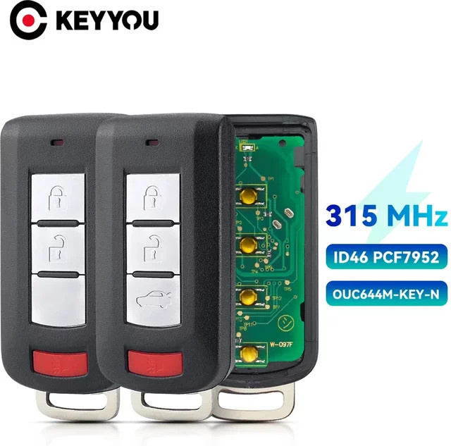 Keyyou Keyless Go Smart Remote Key Schwarz für Mitsubishi Lancer Outlander 2016-2018 OUC644M-KEY-N 315MHz ID46 PCF7952 1B - Bild 1