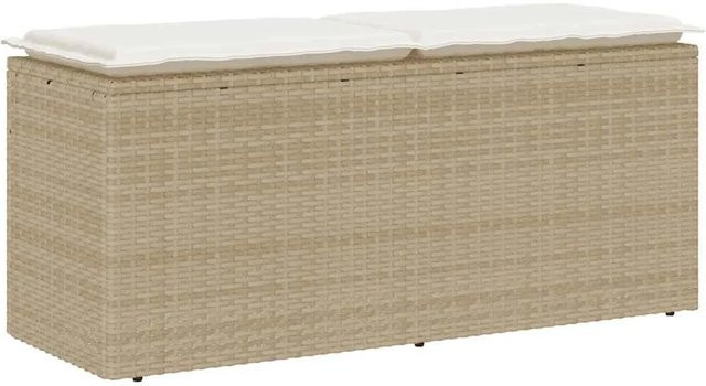 Furnicato Gartenbank aus Poly-Rattan mit Kissen in Beige, B/T/H: 110 x 40 x 44 cm - Bild 1