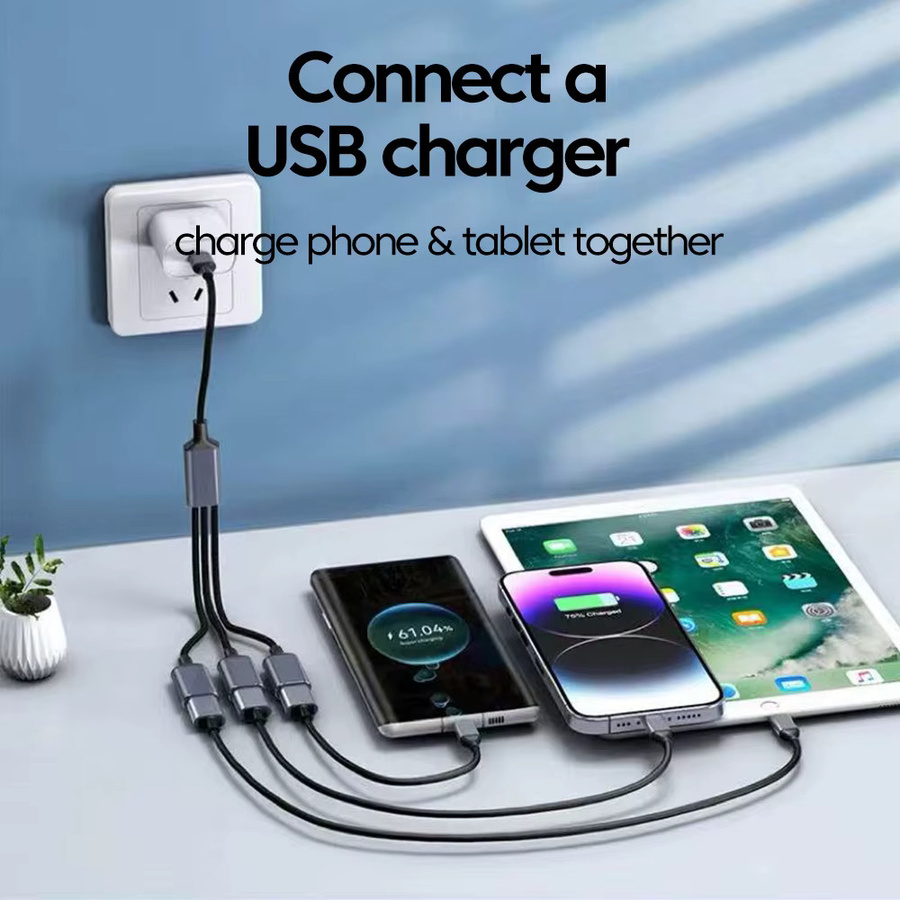 Elough 3-in-1 USB 2.0 auf 3 USB-C Hub-Splitter mit Schnellladefunktion und Datenübertragung als OTG-Konverter für deinen Laptop - Bild 3