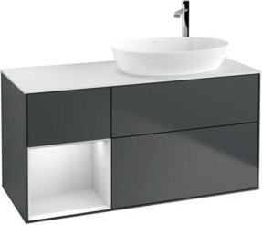 V&B Waschtischunterschrank Finion mit Wandbeleuchtung, Grau lackiert, Breite: 120 cm, Tiefe: 50,1 cm, Höhe: 50,1 cm - Bild 1