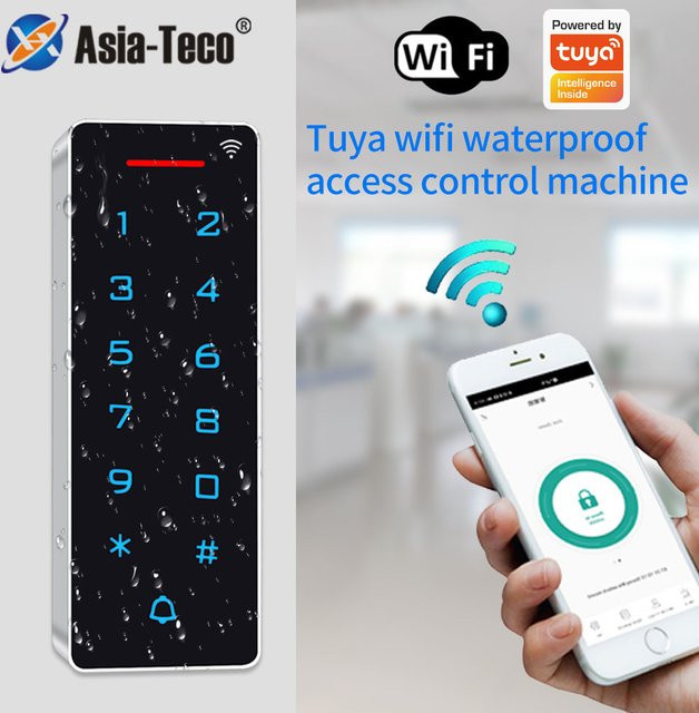 Asia-Teco WIFI Smart App Türzugangskontrolle mit digitalem Tastenfeld, RFID 125 kHz und IP67 Schutzklasse, kompatibel mit der Tuya-App - Bild 1