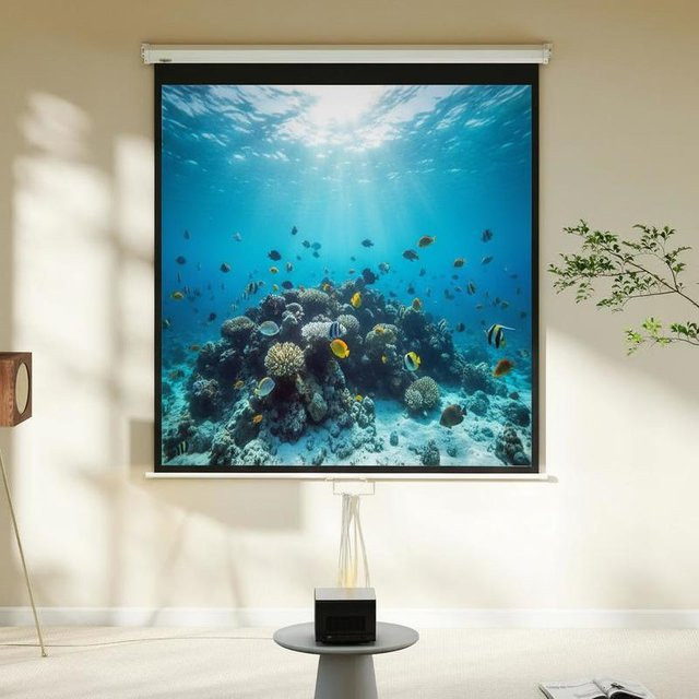 Faltenfreie 85-Zoll-Projektionsleinwand in Weiß für Heimkino mit automatischer Verriegelung zur Wand- oder Deckenmontage - Bild 1