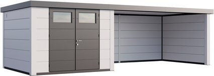 Telluria Gerätehaus Classico 3030 Lounge XL Rechts mit weißen Ecken, B/H/T: 762 x 238 cm, Weiß - Bild 1