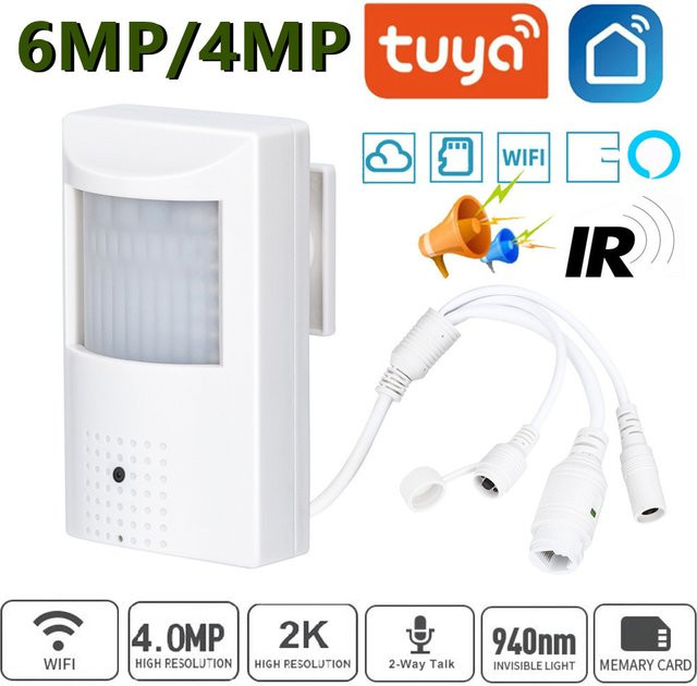 Tuya Mini WiFi IP Kamera 6MP mit PIR Sensor und integriertem Audio in Weiß - Bild 1