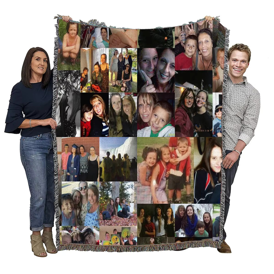 Individuelle 3D-Foto Webgarn Decke mit Quasten von KELOSICI, personalisierte gestrickte Decke als Wandteppich, B/T/H: 150 x 130 x 3 cm - Bild 2