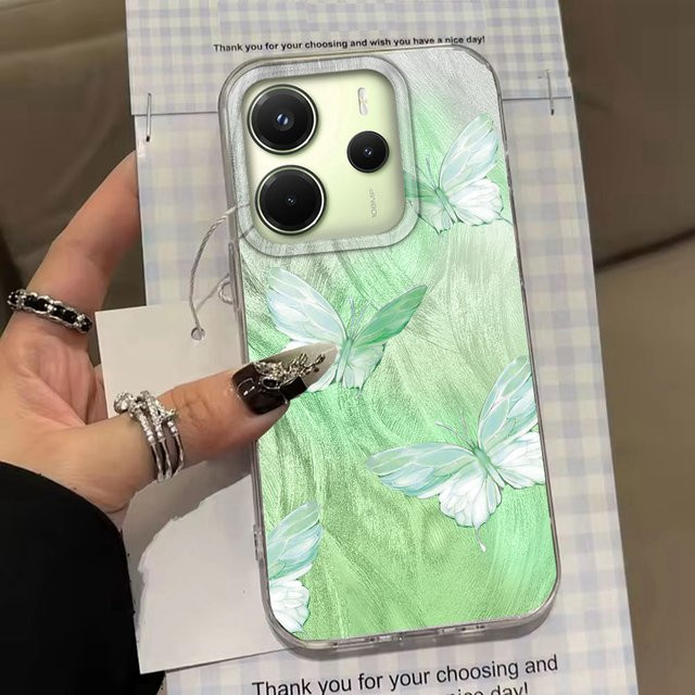 Handyhülle mit grünem Farbverlauf und Schmetterlingsmuster für Xiaomi Redmi und Note Modelle - Bild 1