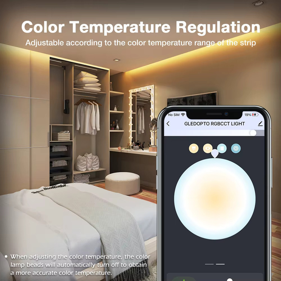 GLEDOPTO 5-in-1 LED-Streifen-Controller mit WiFi und Bluetooth, 20 A Dimmer für RGBCCT, RGBW, RGB, CCT, WWCW zur Steuerung via Tuya Smart Life App - Bild 5