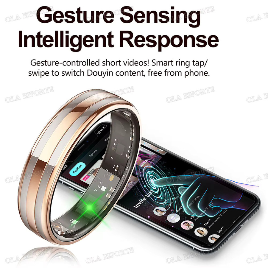 Ola Esporte Smart Ring mit Gestensteuerung und Gesundheitsmonitor in Schwarz zur Messung von Herzfrequenz, Blutsauerstoff und HRV, wasserfest - Bild 3