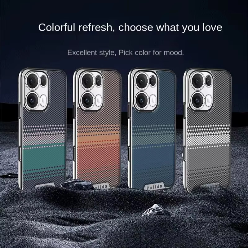 Luxuriöse Handyhülle mit Kevlar-Textur und galvanisiertem Kunstleder für OPPO Reno 14 und 14 Pro in Schwarz und Multicolour - Bild 1